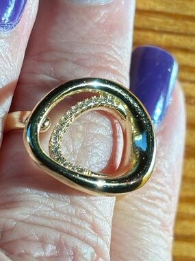 Double Loop Ring with Pavé  CZ - 18k Gold Plated 🌹